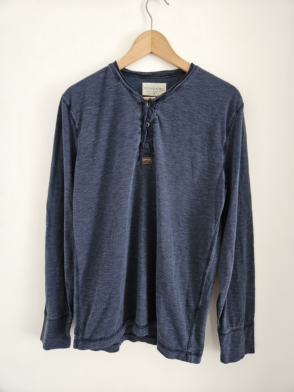 Ralph Laurem Denim & Supply Indigo LongSleeve Henley Shirt Mens Medium